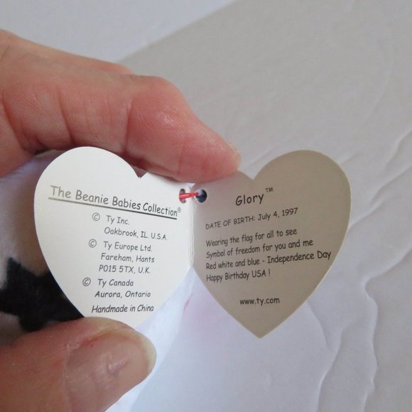 Retired Ty Beanie Baby Glory Teddy Bear, NWT - Picture 5 of 6